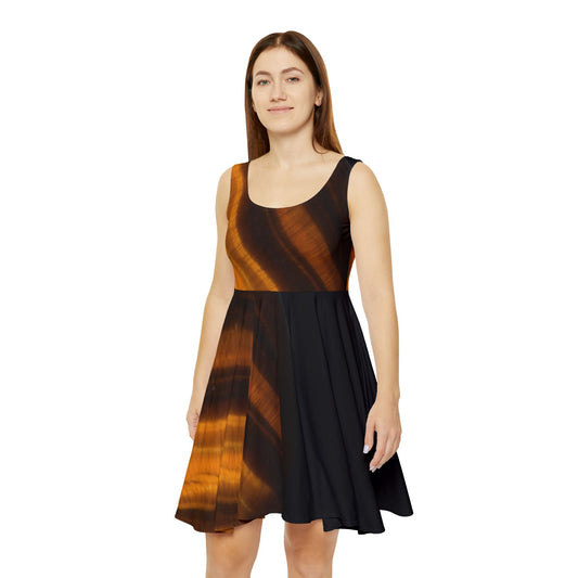 Tigers Eye Women's Skater Dress Black II - Confidence, Courage, Protection