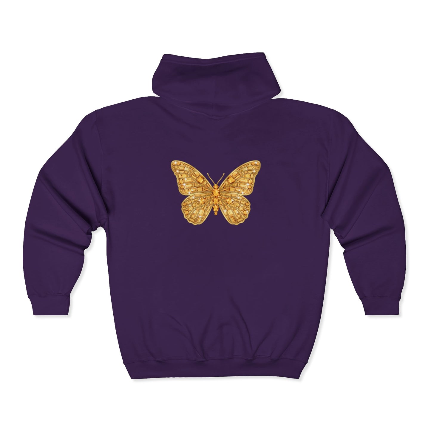 November Birthstone Citrine Zip Sweatshirt Butterfly - Serenity, Truth, Strength
