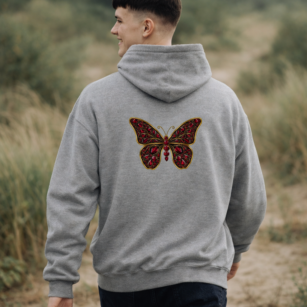 January Garnet Zip Sweatshirt Butterfly — Sincerity, Faith, Loyalty