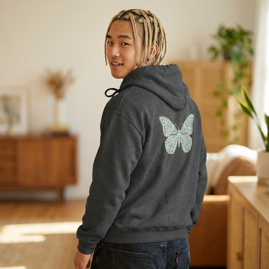 April Birthstone Diamond Zip Sweatshirt Butterfly - Love, Strength, Unity