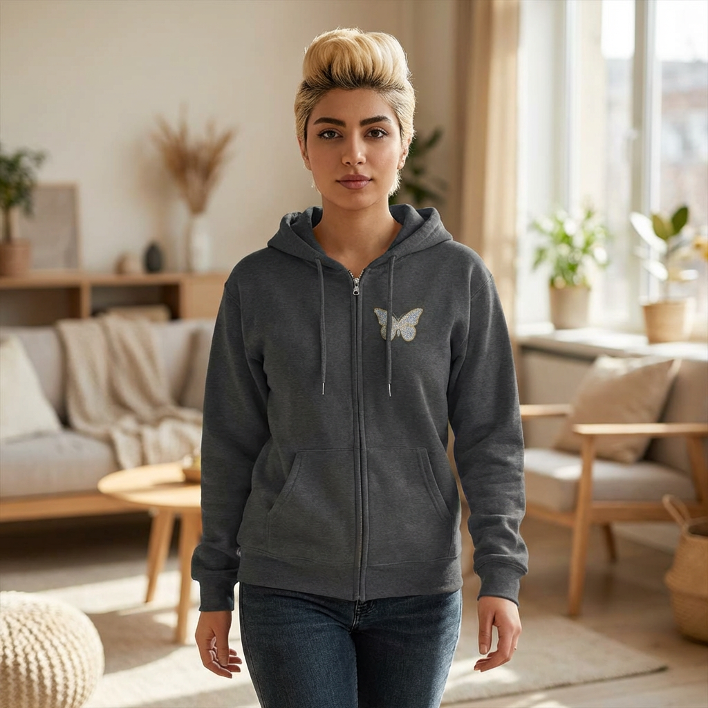 June Moonstone Zip Sweatshirt Butterfly - Balance, Hope, Abundance