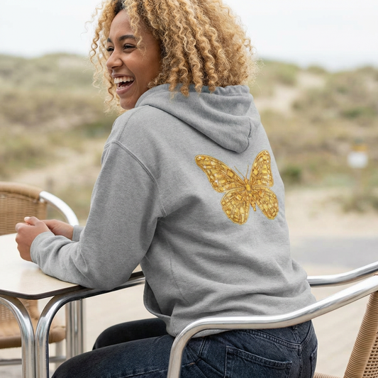 November Birthstone Citrine Zip Sweatshirt Butterfly - Serenity, Truth, Strength