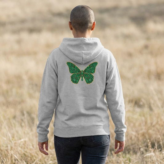 May Emerald Butterfly Zip Sweatshirt - Balance, Harmony, Healing