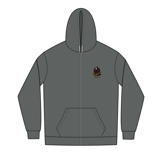 January Garnet Fleece Zip Hoodie - Sincerity, Faith, Loyalty