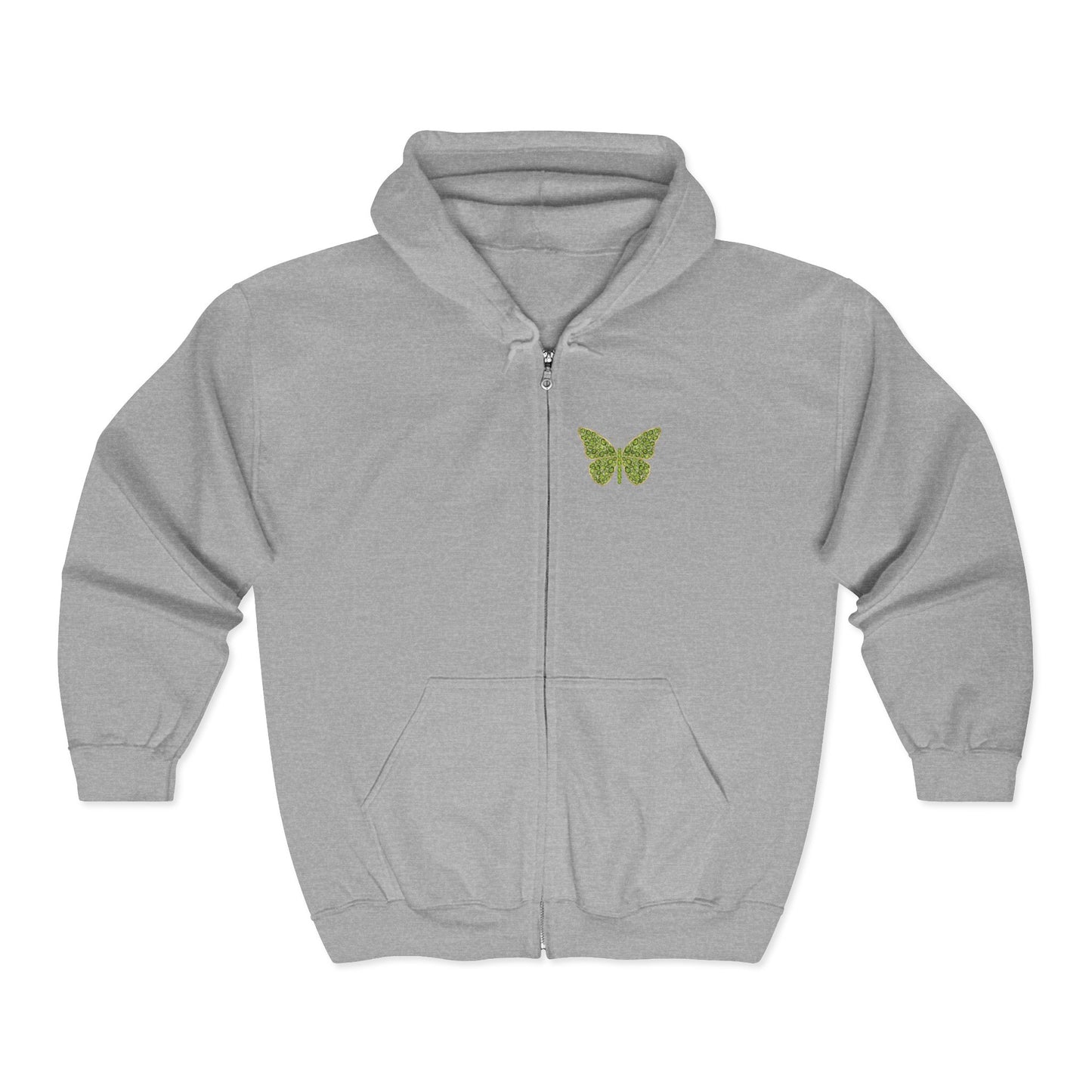 August Birthstone Peridot Zip Sweatshirt Butterfly - Growth, Renewal, Positivity