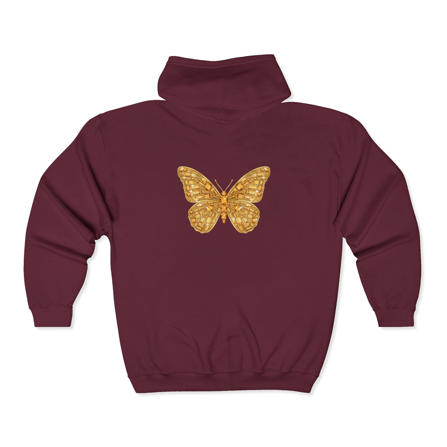 November Birthstone Citrine Zip Sweatshirt Butterfly - Serenity, Truth, Strength