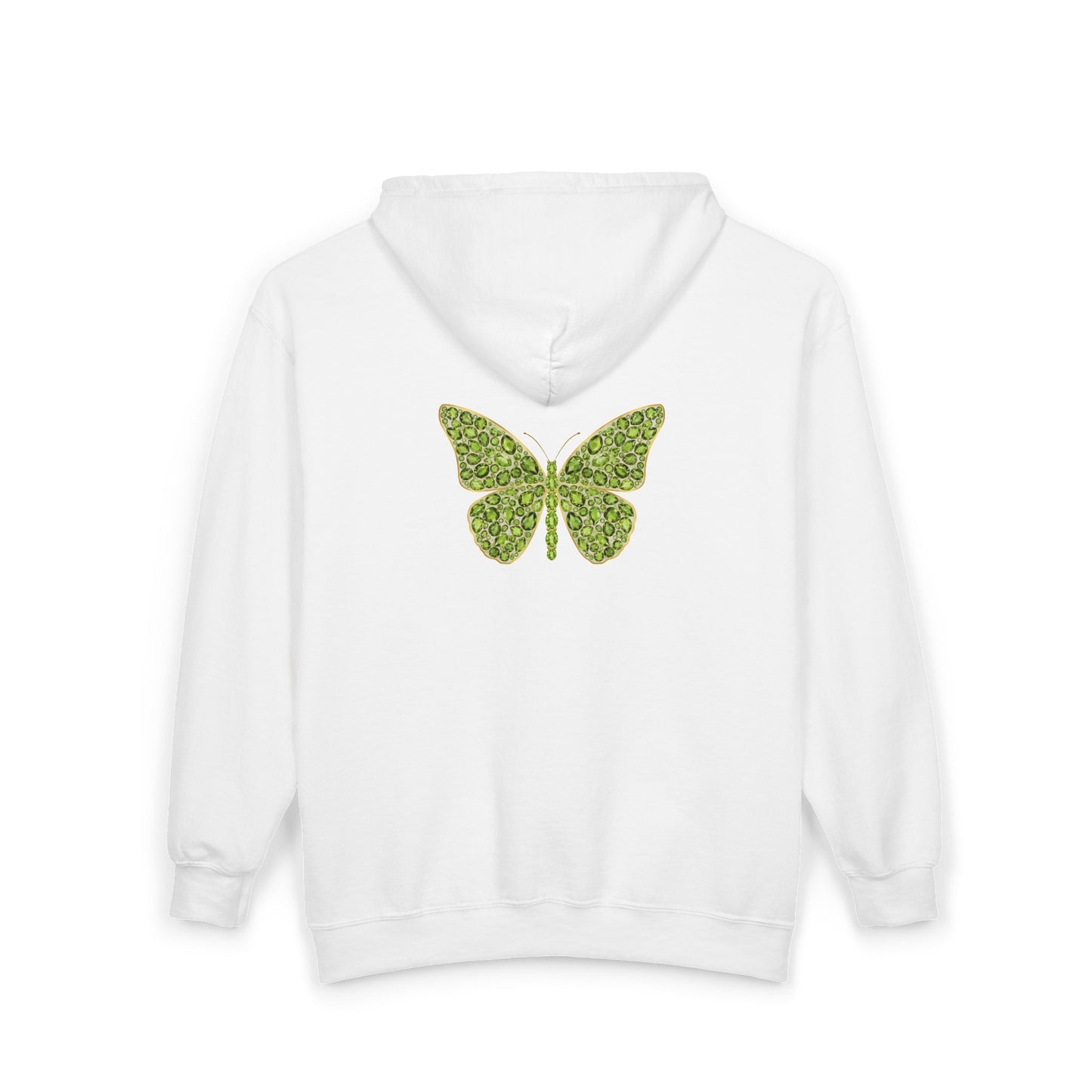 August Birthstone Peridot Zip Sweatshirt Butterfly - Growth, Renewal, Positivity