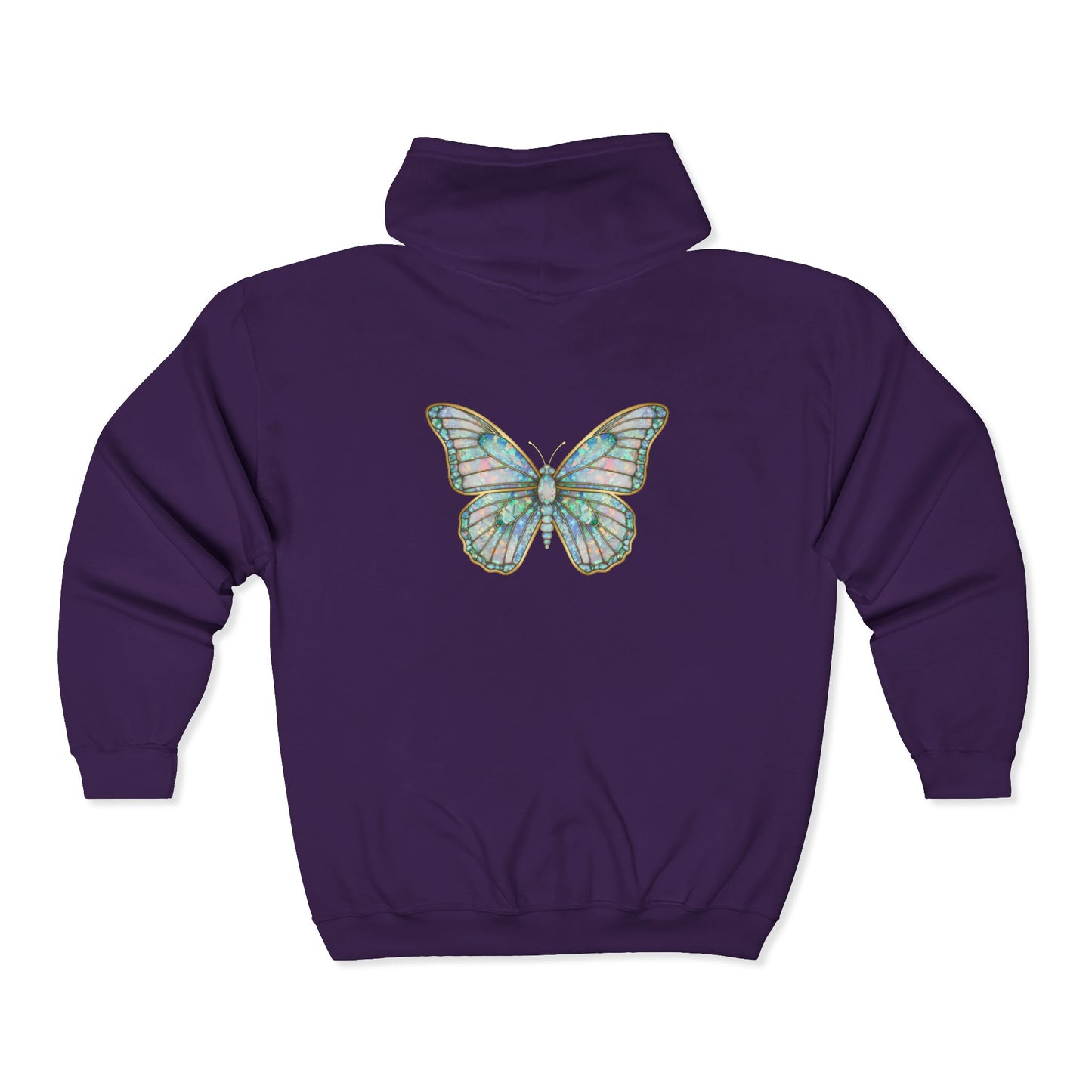 October Birthstone Opal Zip Sweatshirt Butterfly - Creativity, Hope, Inspiration