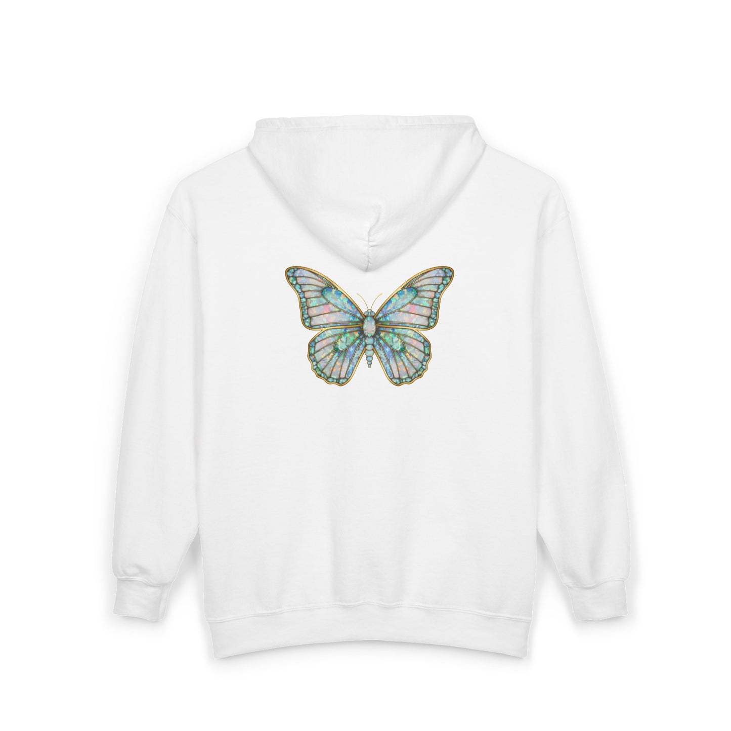 October Birthstone Opal Zip Sweatshirt Butterfly - Creativity, Hope, Inspiration