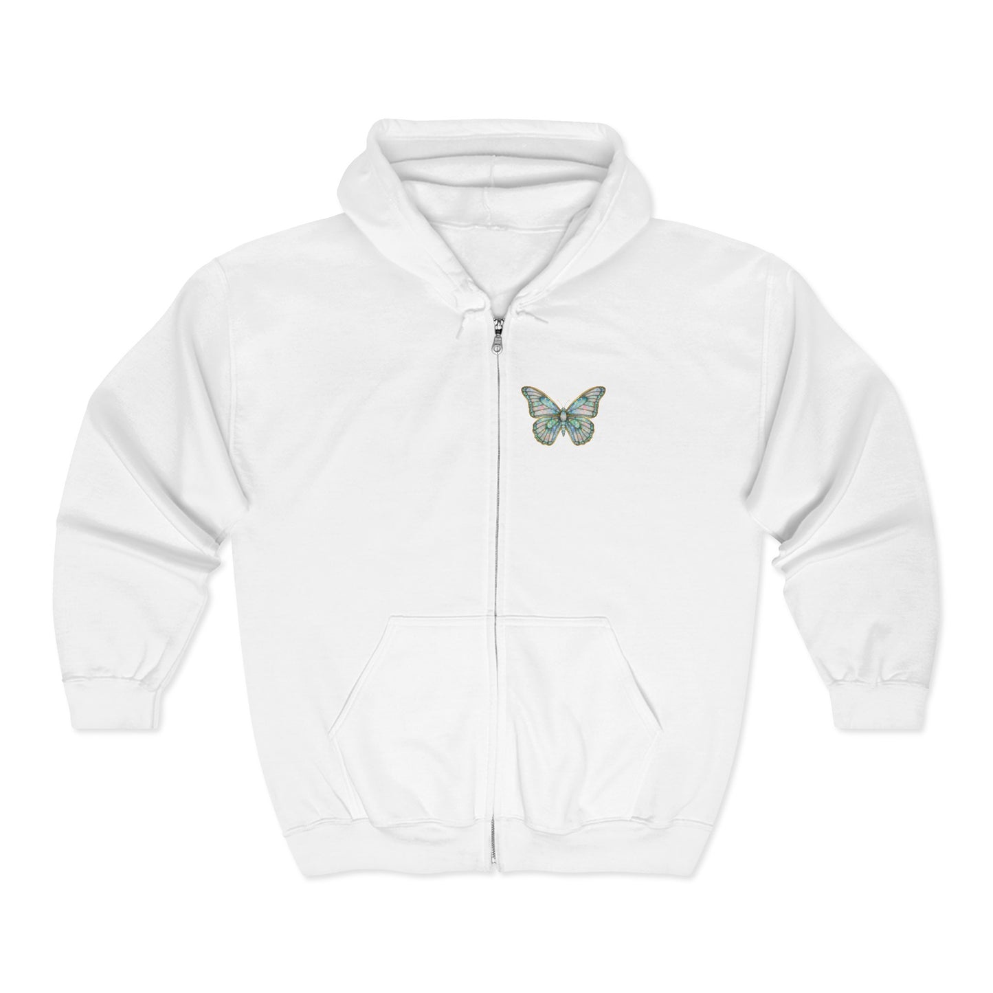 October Birthstone Opal Zip Sweatshirt Butterfly - Creativity, Hope, Inspiration