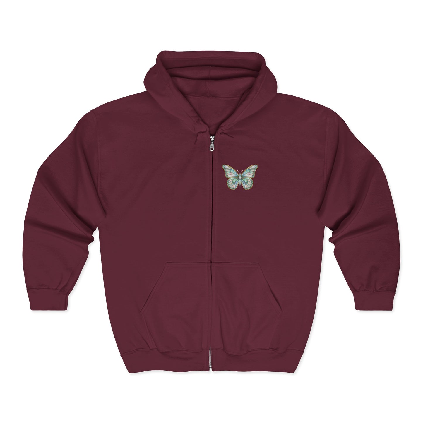 October Birthstone Opal Zip Sweatshirt Butterfly - Creativity, Hope, Inspiration