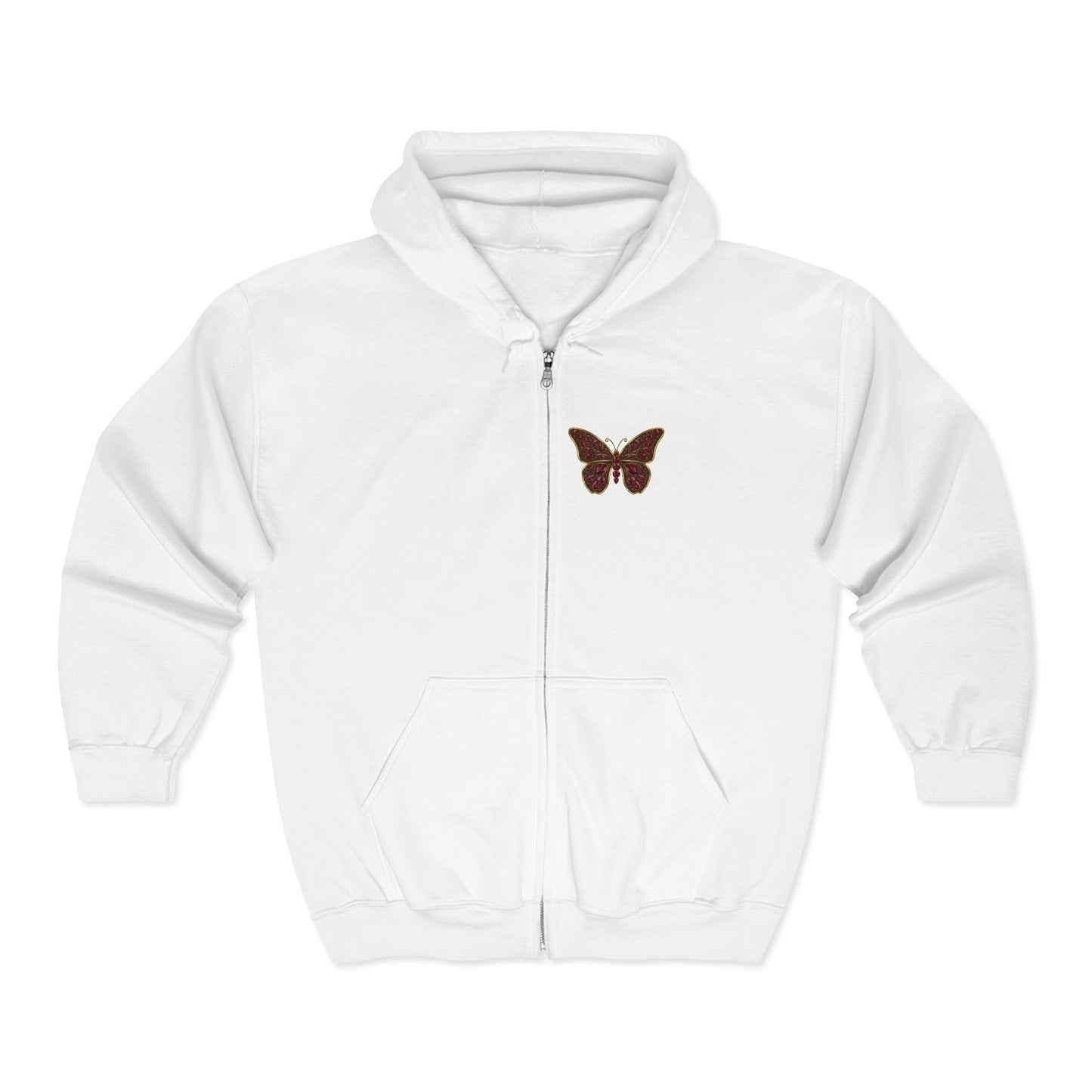 January Garnet Zip Sweatshirt Butterfly — Sincerity, Faith, Loyalty