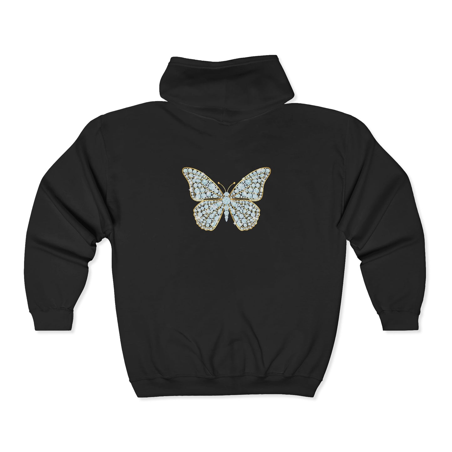 April Birthstone Diamond Zip Sweatshirt Butterfly - Love, Strength, Unity