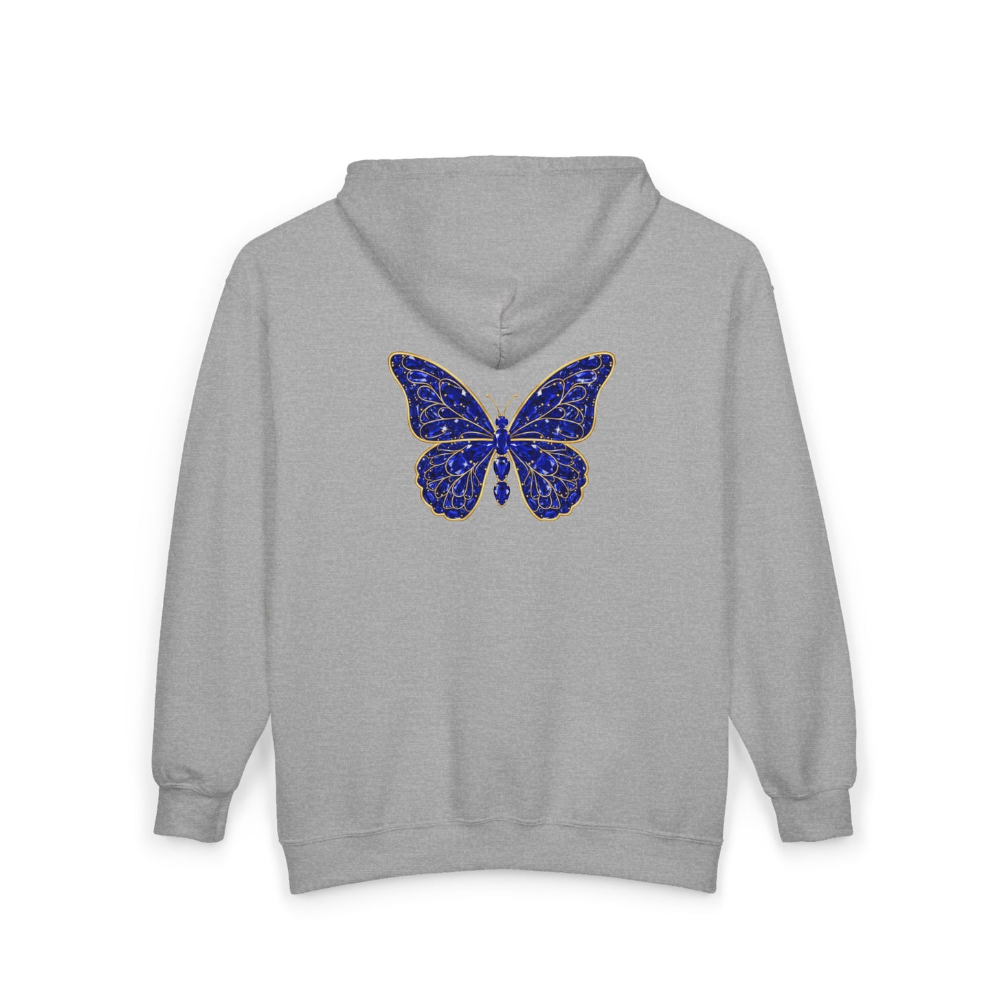September Sapphire Zip Sweatshirt Butterfly - Wisdom, Focus, Truth