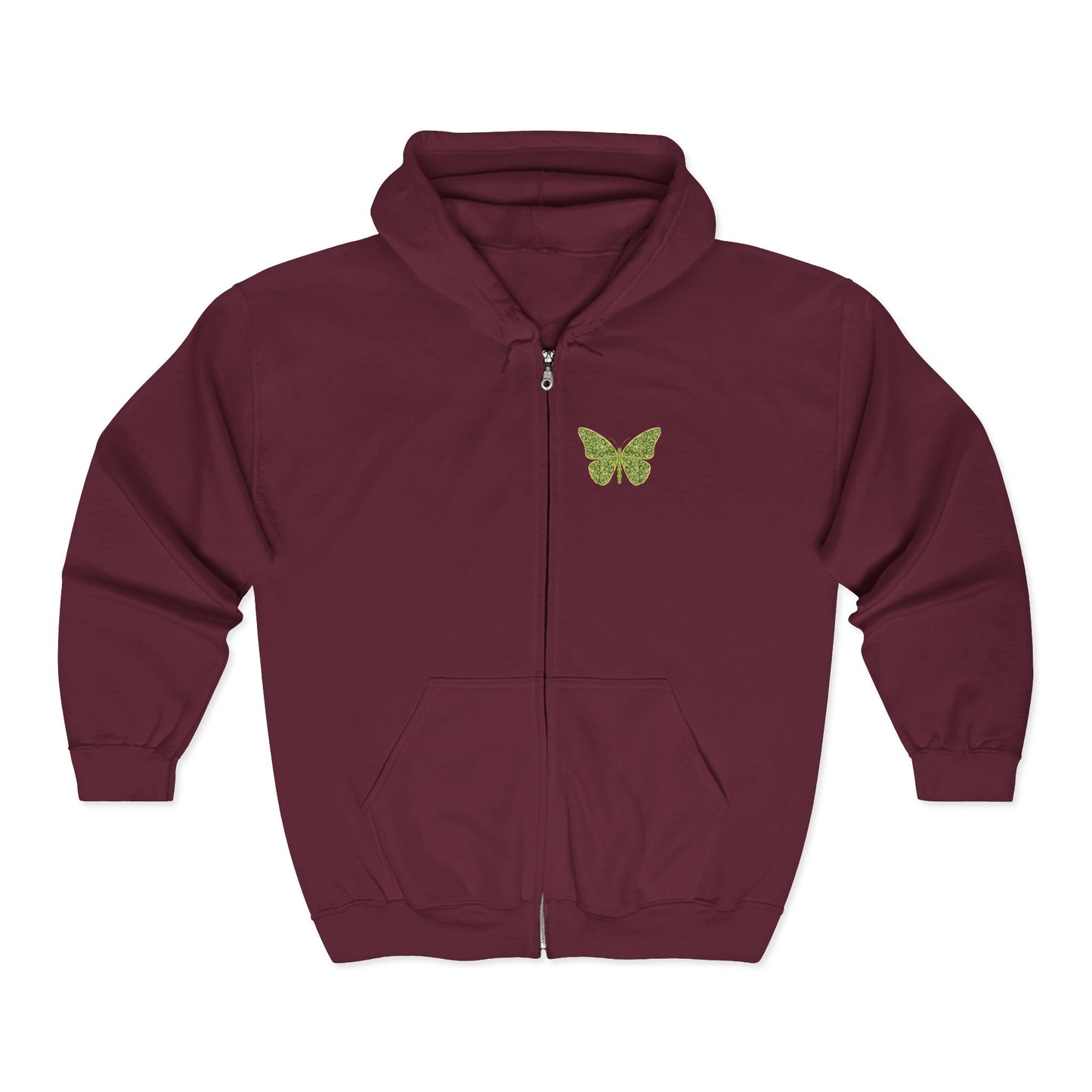 August Birthstone Peridot Zip Sweatshirt Butterfly - Growth, Renewal, Positivity