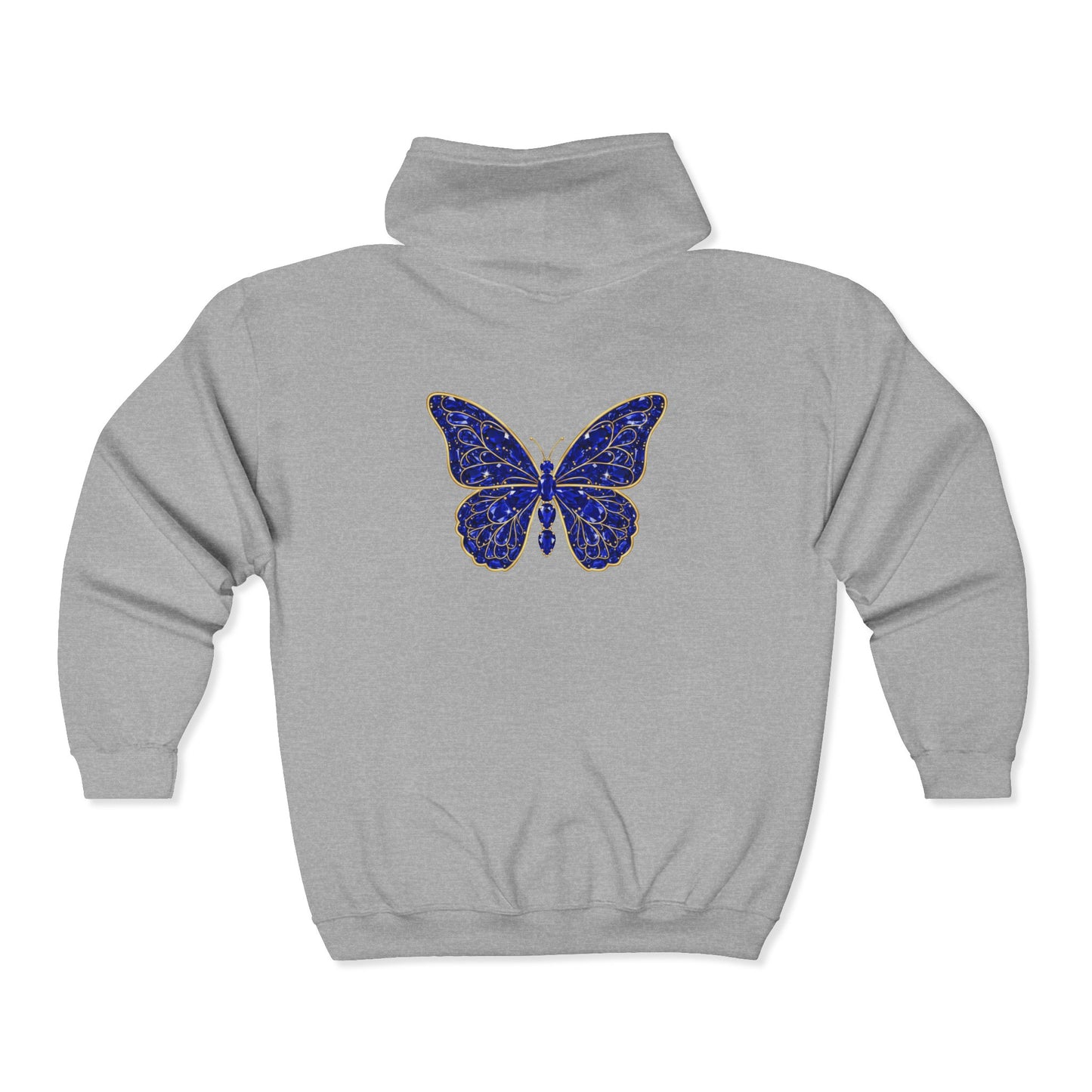 September Sapphire Zip Sweatshirt Butterfly - Wisdom, Focus, Truth