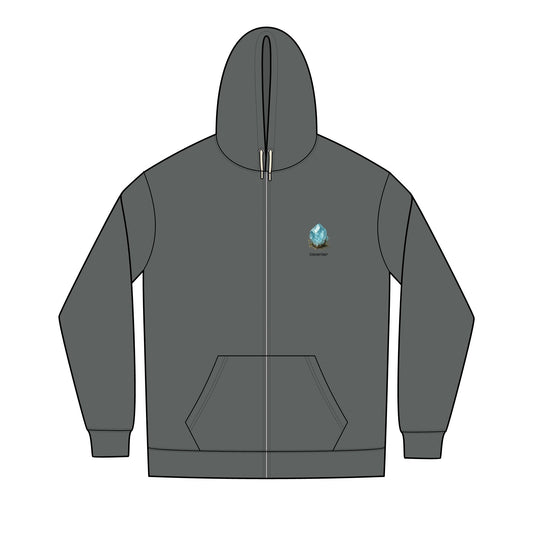 December Turquoise Fleece Zip Hoodie - Peace, Protection, Luck