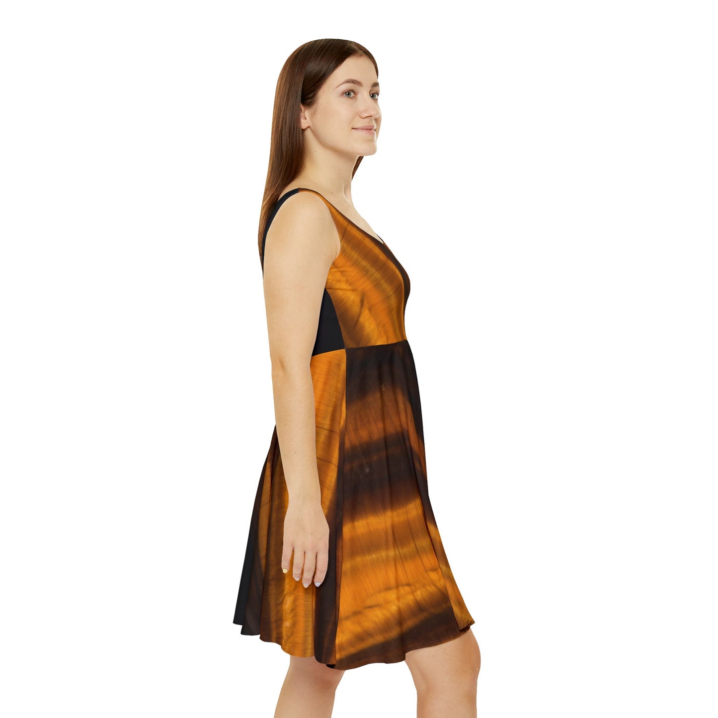 Tigers Eye Women's Skater Dress Black II - Confidence, Courage, Protection