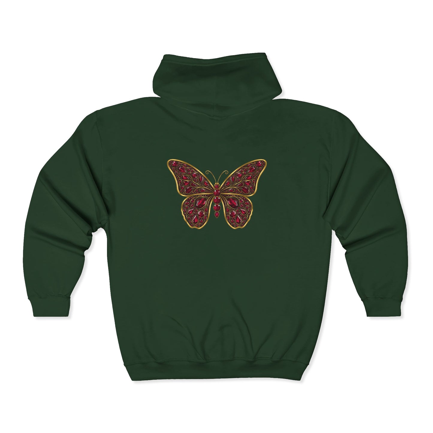 January Garnet Zip Sweatshirt Butterfly — Sincerity, Faith, Loyalty