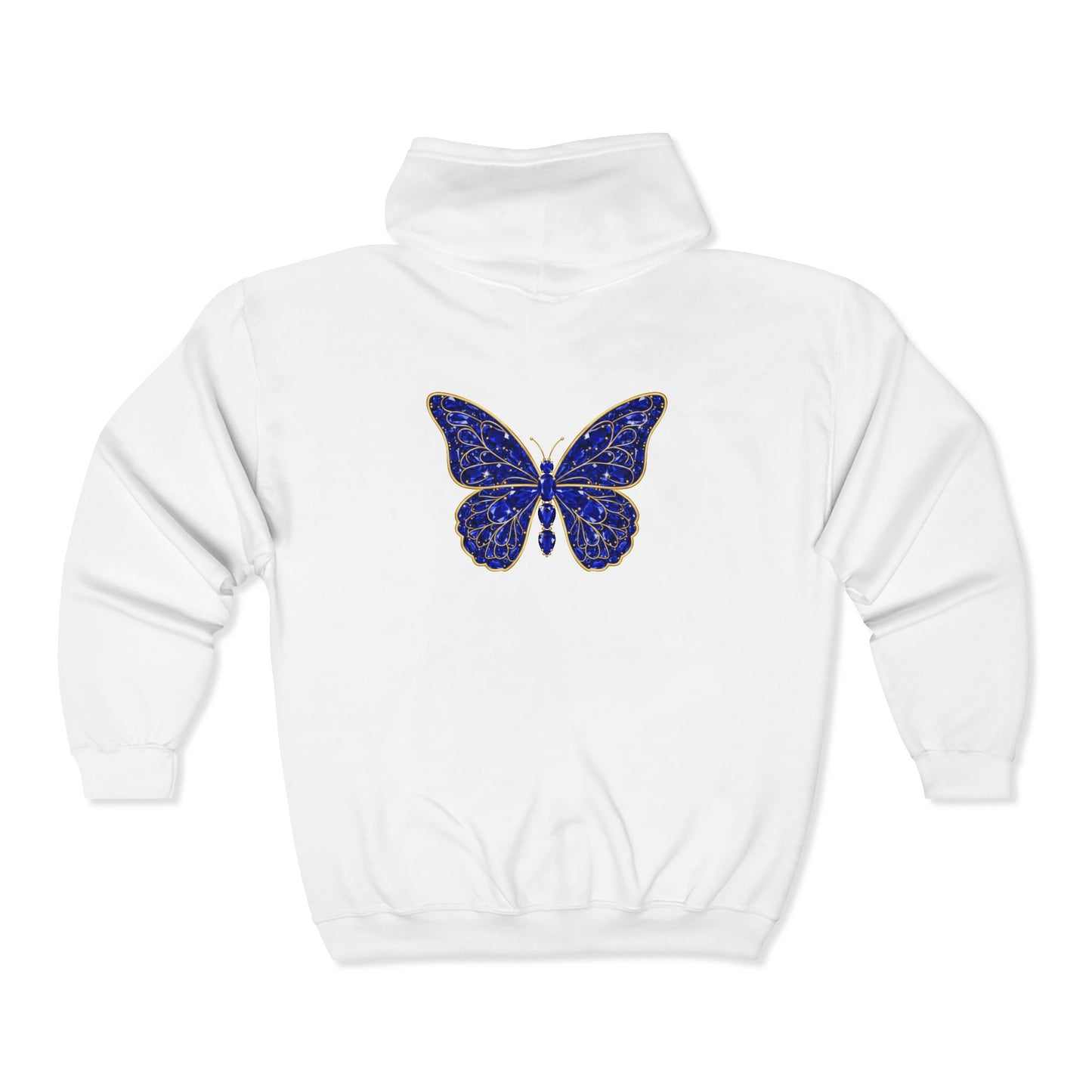 September Sapphire Zip Sweatshirt Butterfly - Wisdom, Focus, Truth
