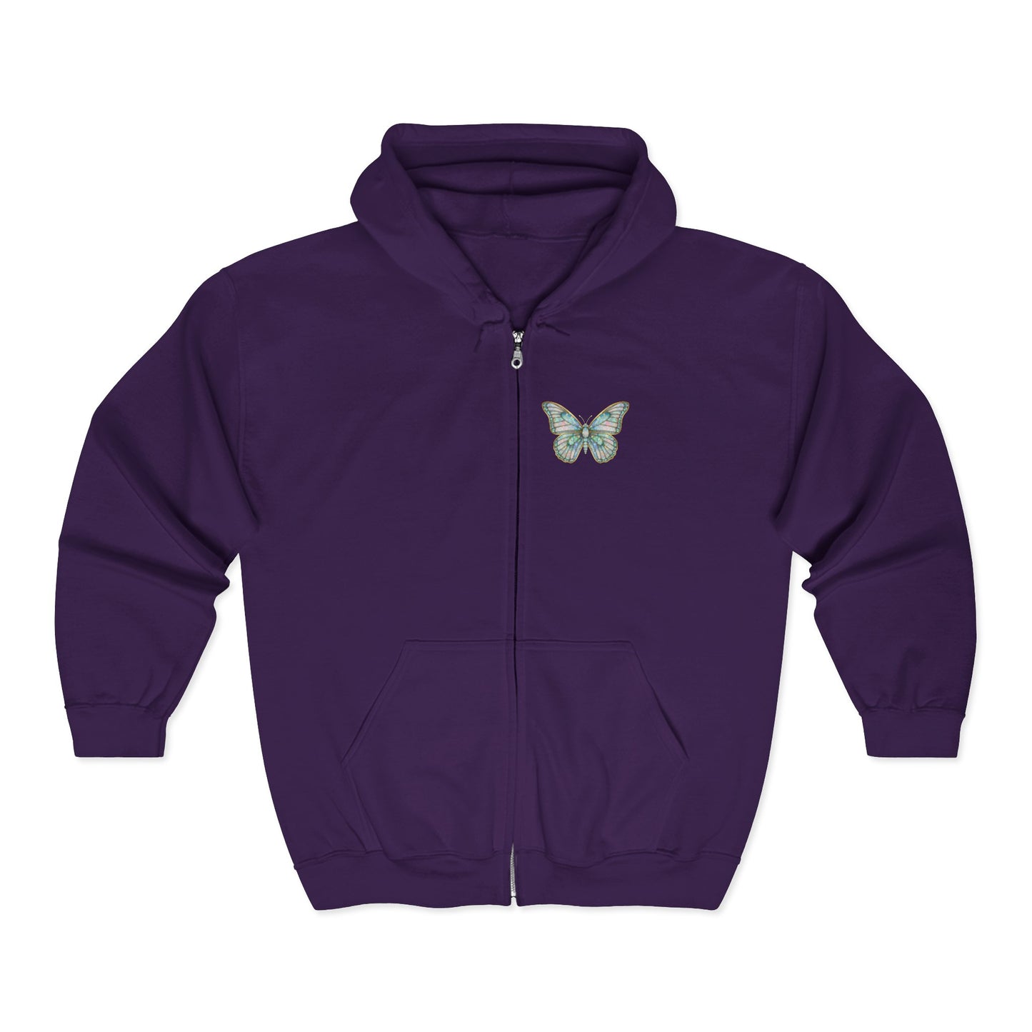 October Birthstone Opal Zip Sweatshirt Butterfly - Creativity, Hope, Inspiration