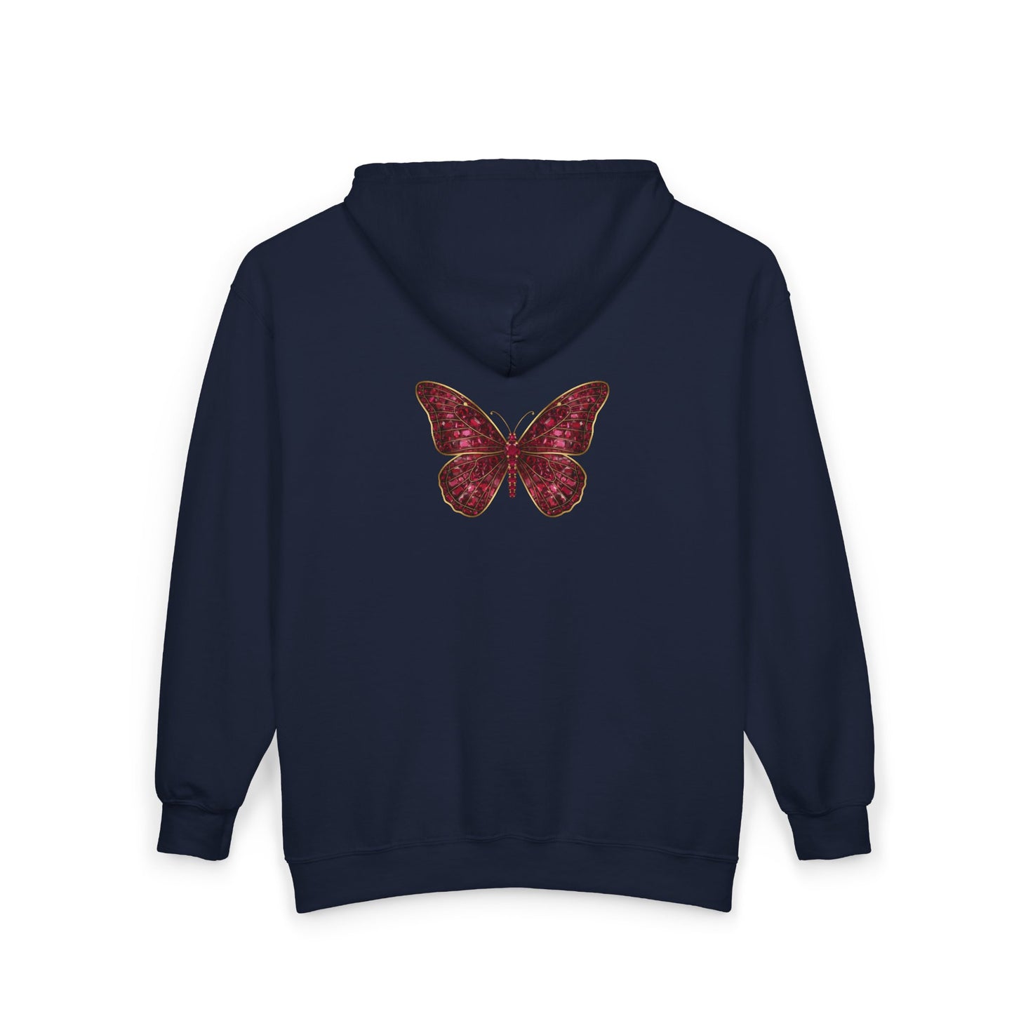 July Birthstone Ruby Zip Sweatshirt Butterfly - Happiness, Love, Courage