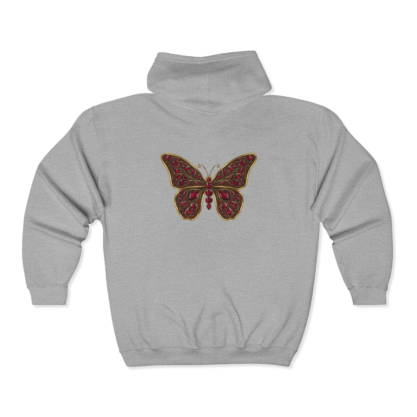 January Garnet Zip Sweatshirt Butterfly — Sincerity, Faith, Loyalty