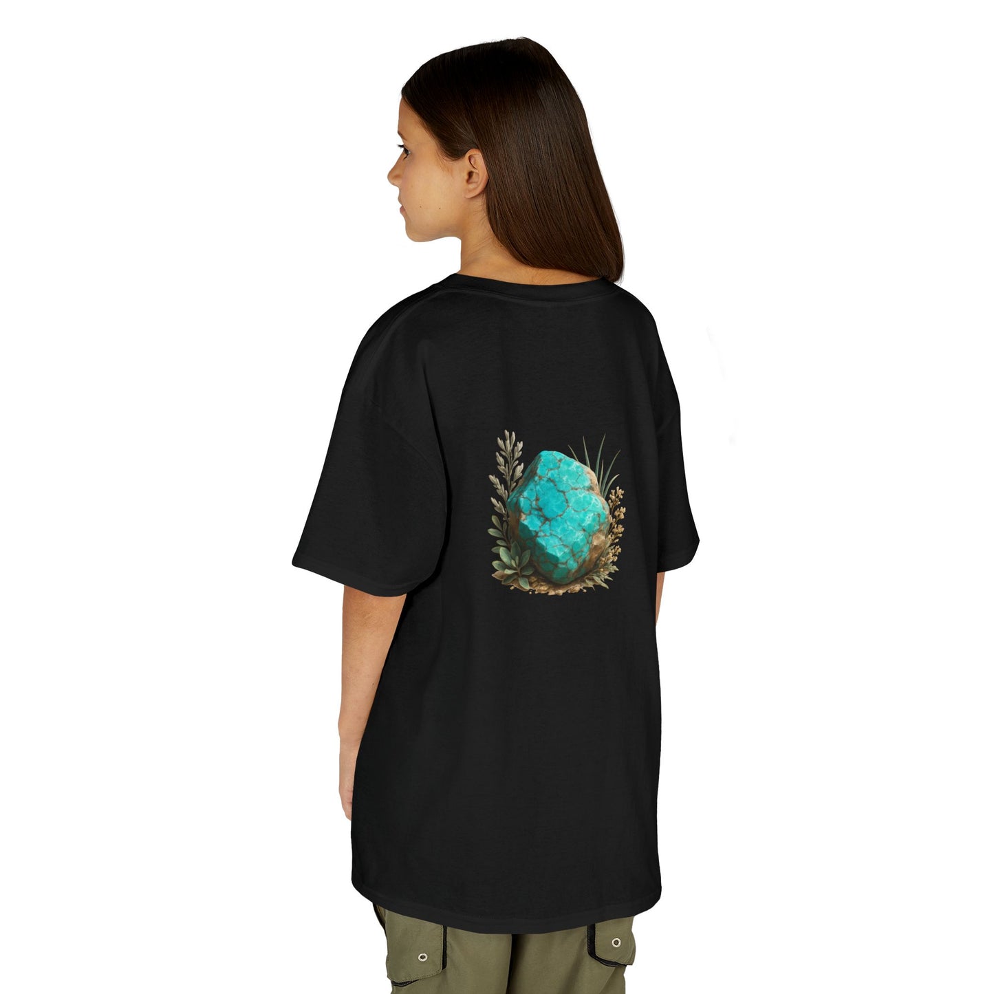December Turquoise Kids Heavy Tee - Peace, Protection, Luck