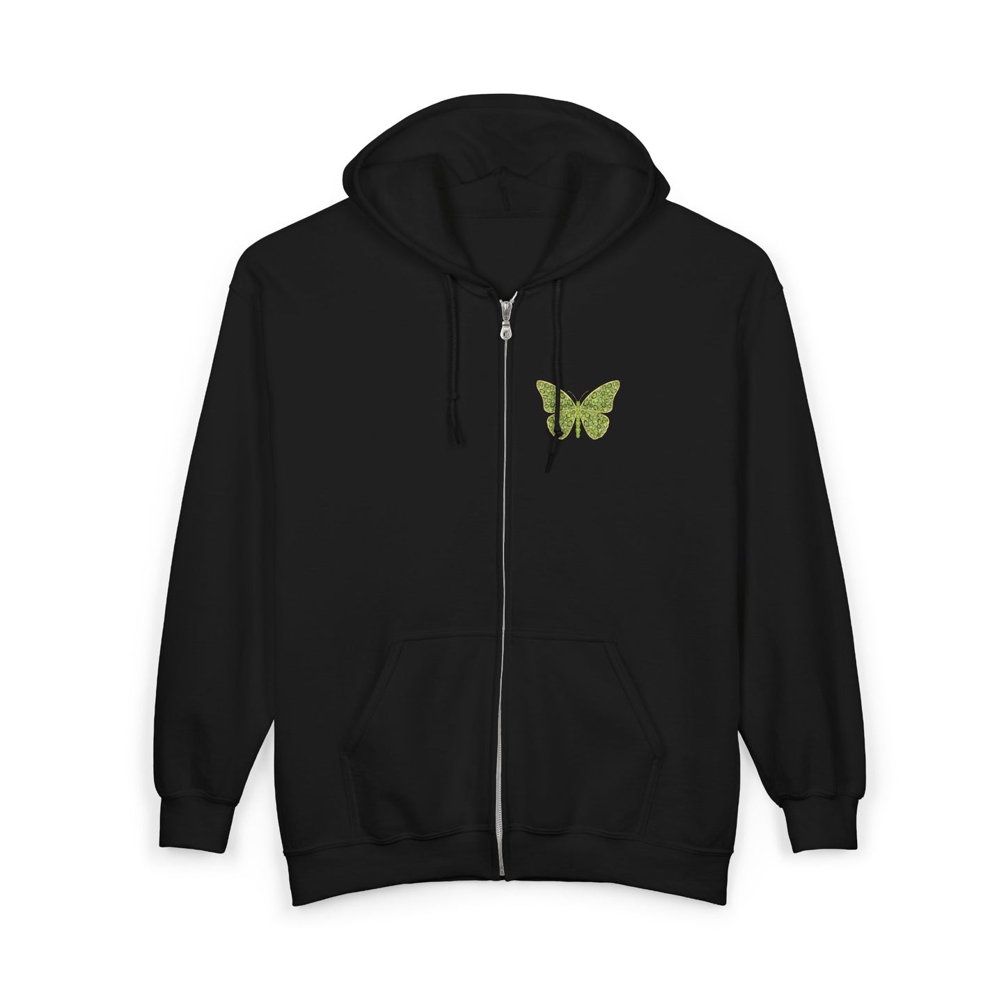 August Birthstone Peridot Zip Sweatshirt Butterfly - Growth, Renewal, Positivity