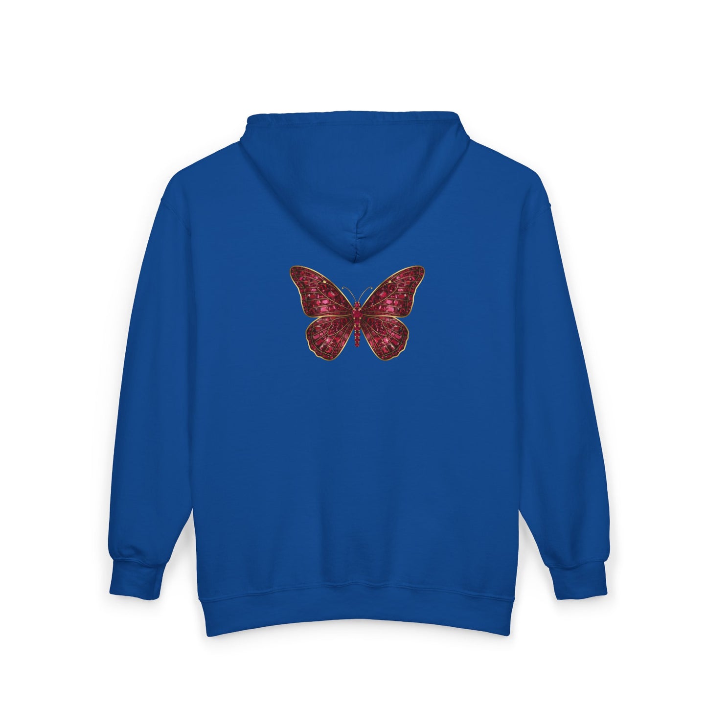 July Birthstone Ruby Zip Sweatshirt Butterfly - Happiness, Love, Courage