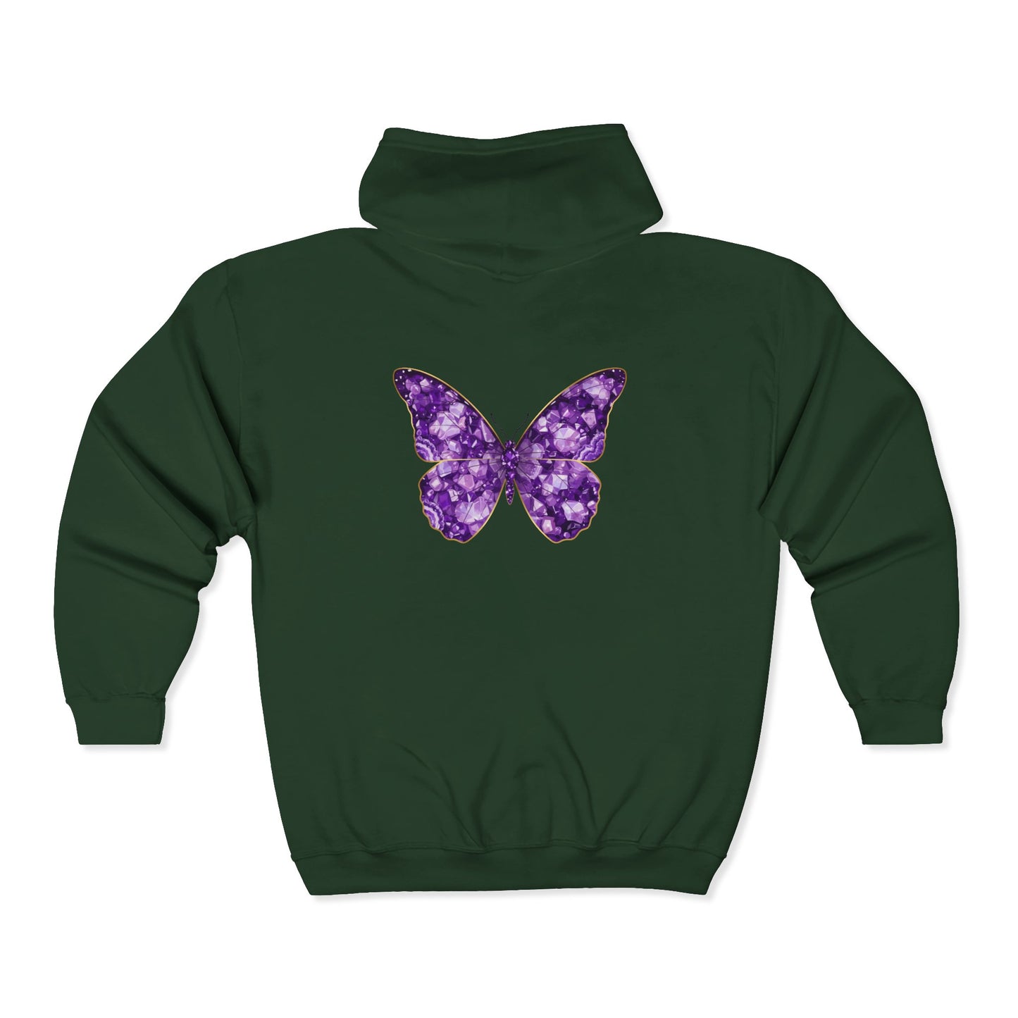 February Amethyst Zip Sweatshirt Butterfly — Sincerity, Faith, Loyalty