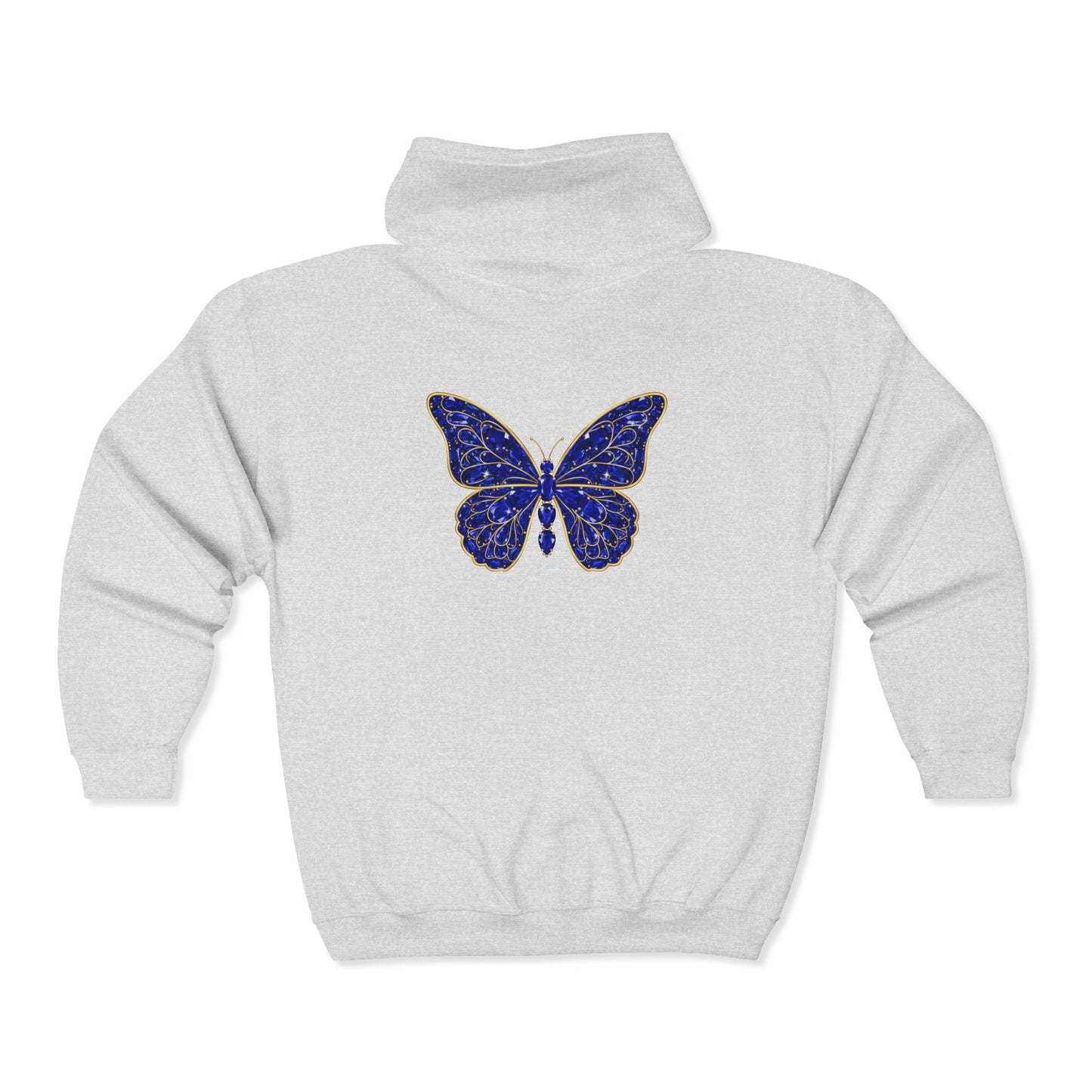 September Sapphire Zip Sweatshirt Butterfly - Wisdom, Focus, Truth