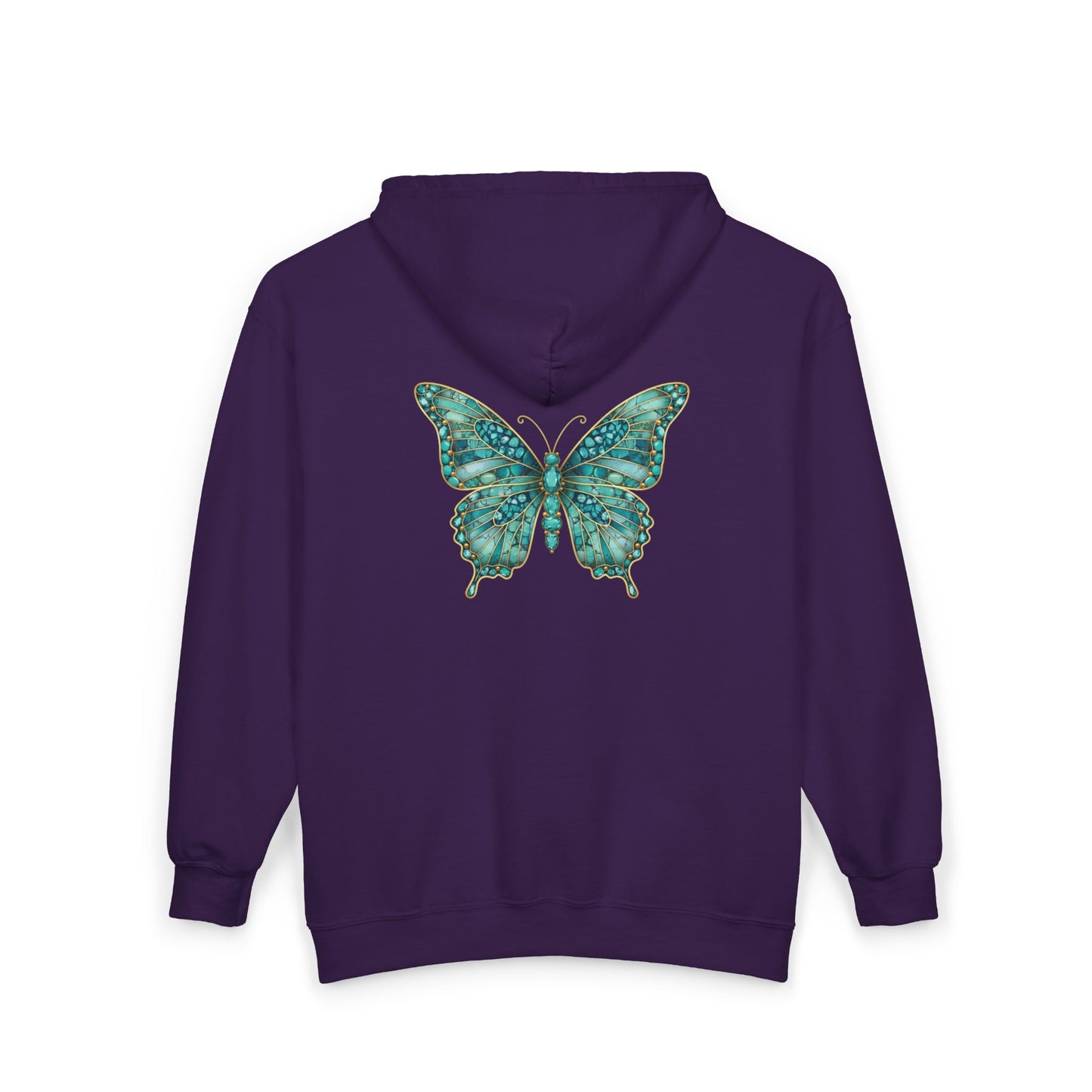 December Birthstone Turquoize Zip Sweatshirt Butterfly - Peace, Protection, Luck