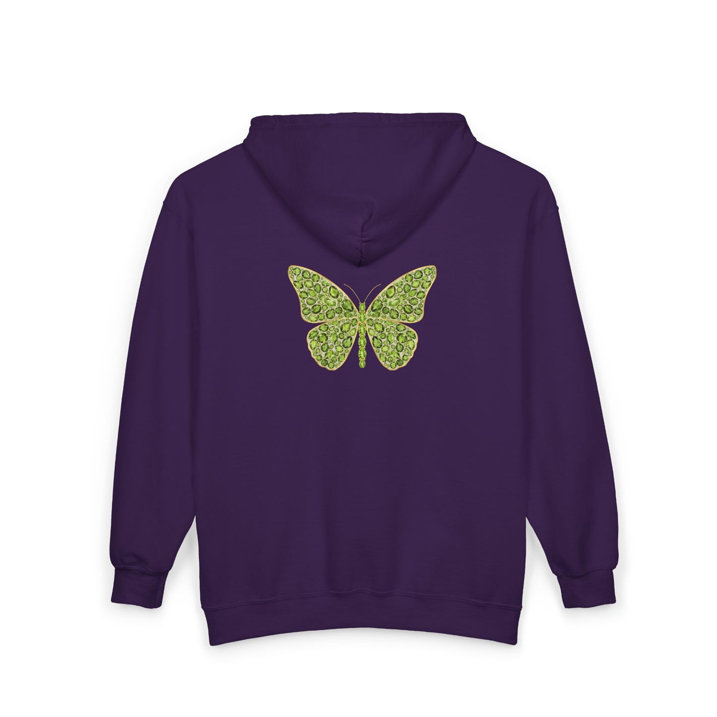 August Birthstone Peridot Zip Sweatshirt Butterfly - Growth, Renewal, Positivity