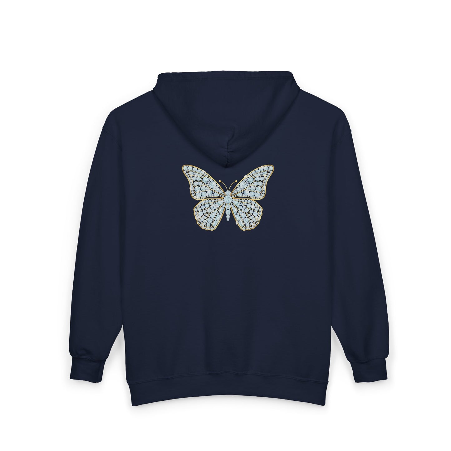 April Birthstone Diamond Zip Sweatshirt Butterfly - Love, Strength, Unity