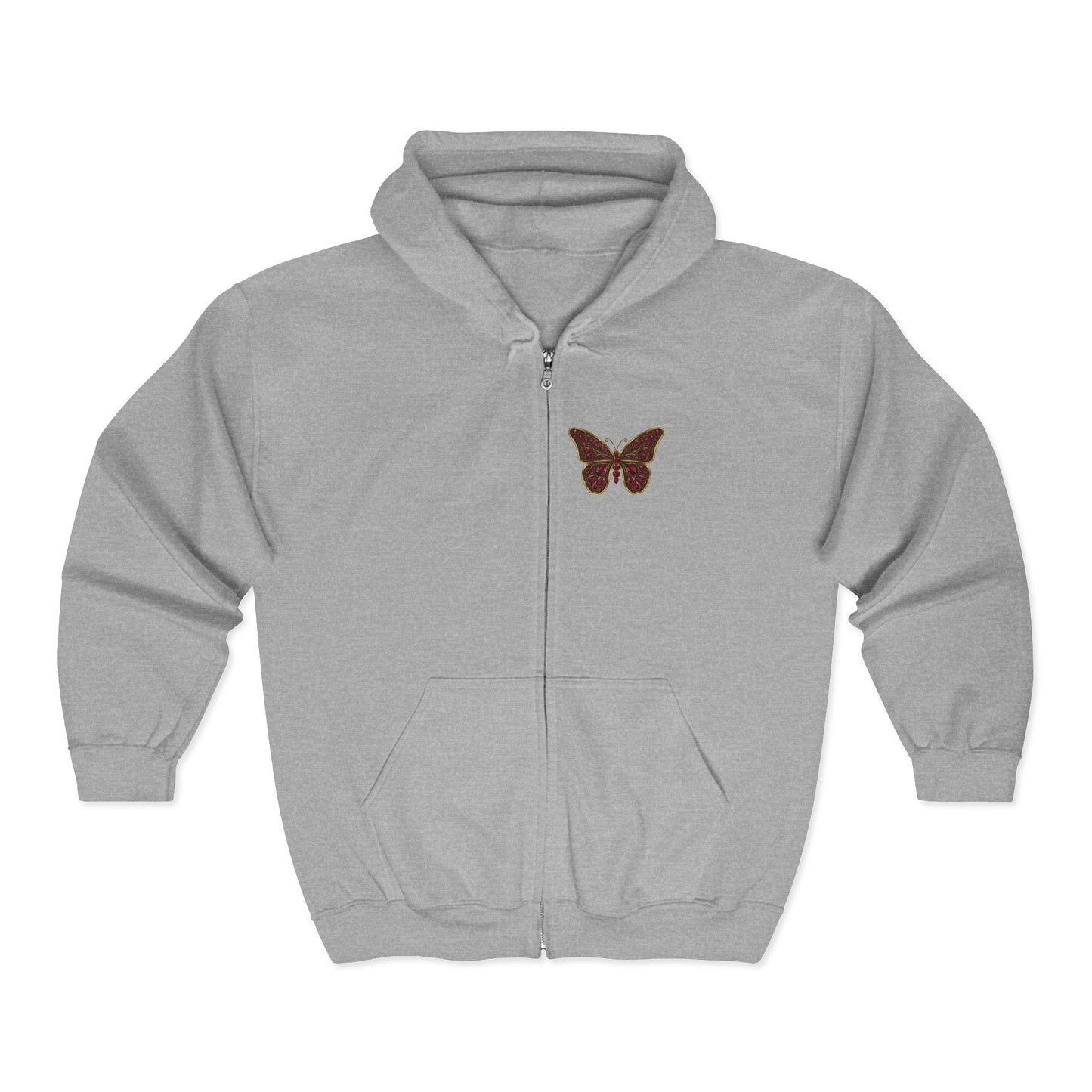 January Garnet Zip Sweatshirt Butterfly — Sincerity, Faith, Loyalty