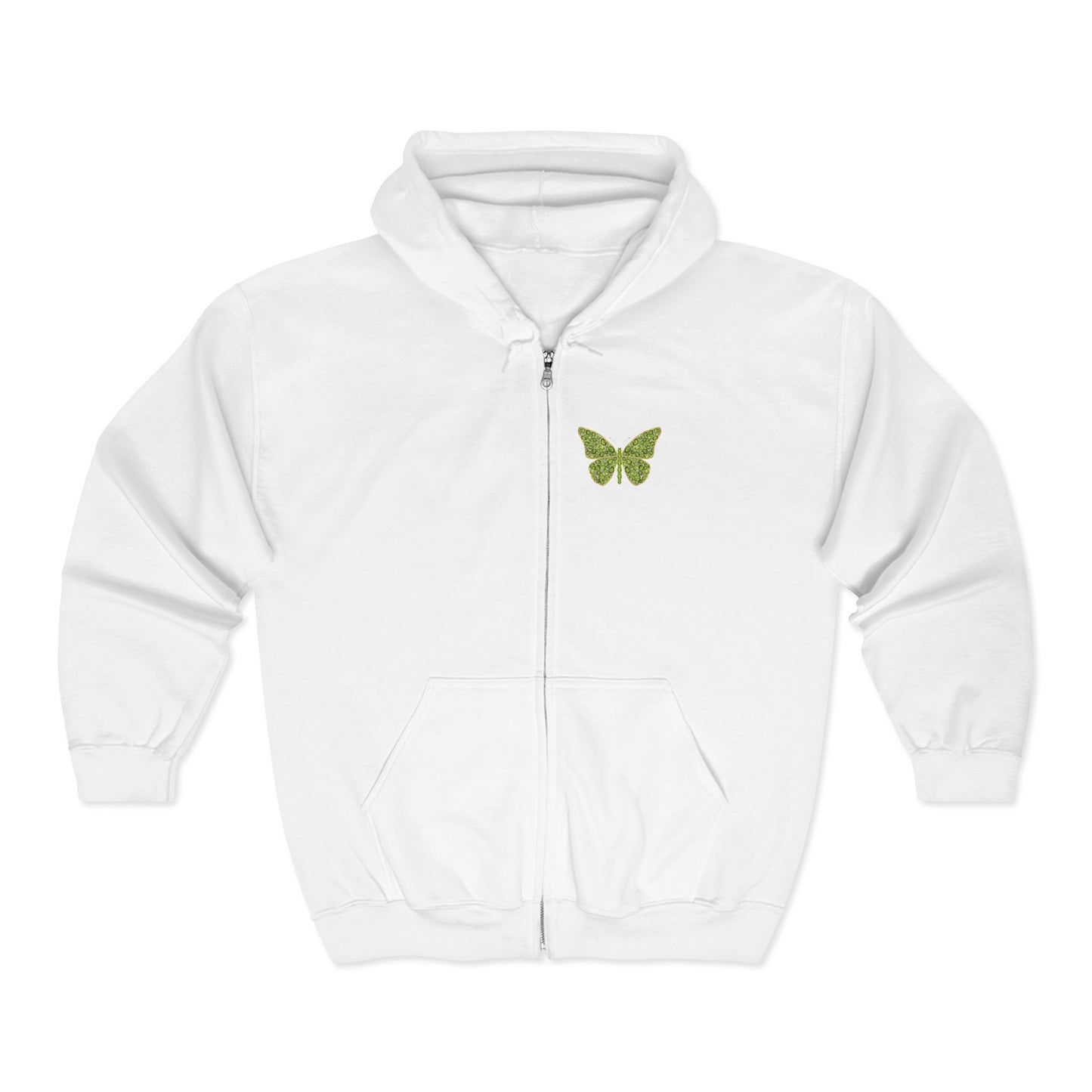 August Birthstone Peridot Zip Sweatshirt Butterfly - Growth, Renewal, Positivity