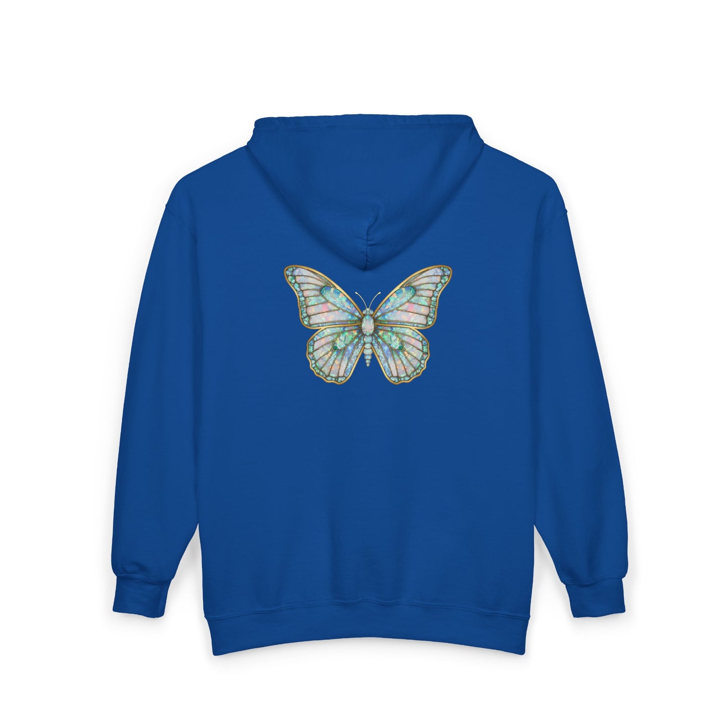 October Birthstone Opal Zip Sweatshirt Butterfly - Creativity, Hope, Inspiration