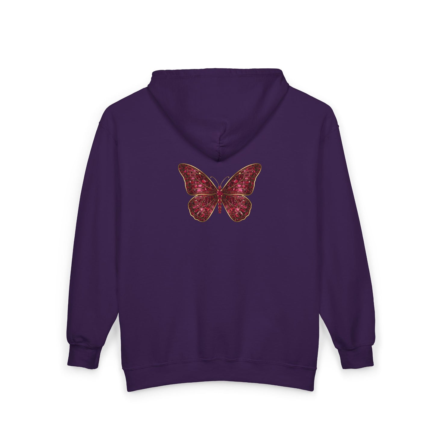 July Birthstone Ruby Zip Sweatshirt Butterfly - Happiness, Love, Courage