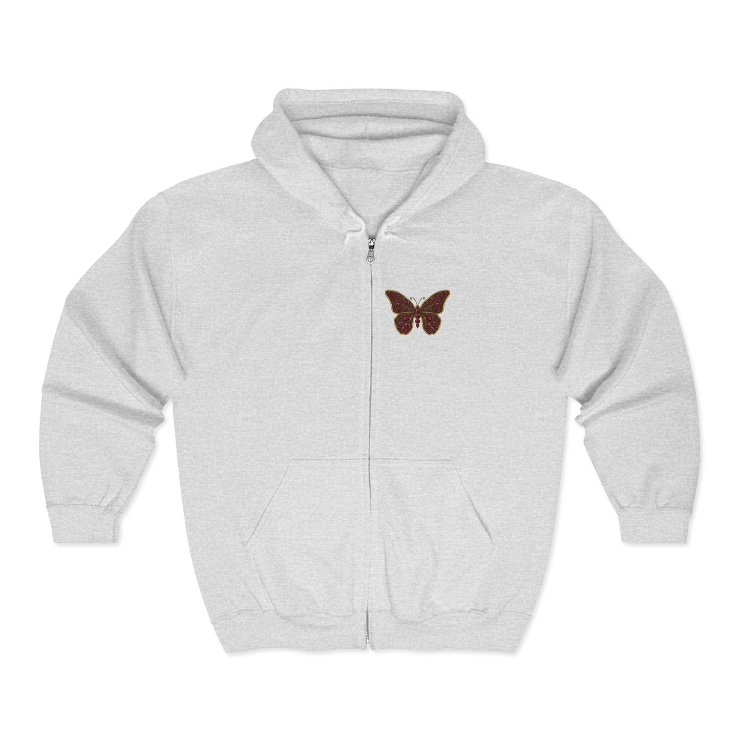 January Garnet Zip Sweatshirt Butterfly — Sincerity, Faith, Loyalty