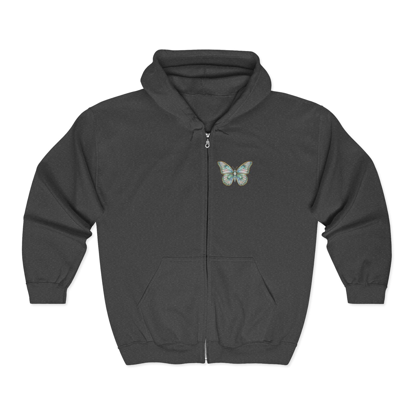 October Birthstone Opal Zip Sweatshirt Butterfly - Creativity, Hope, Inspiration