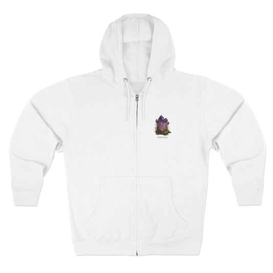 February Amethyst Zip Hoodie - Peace, Courage, Stability