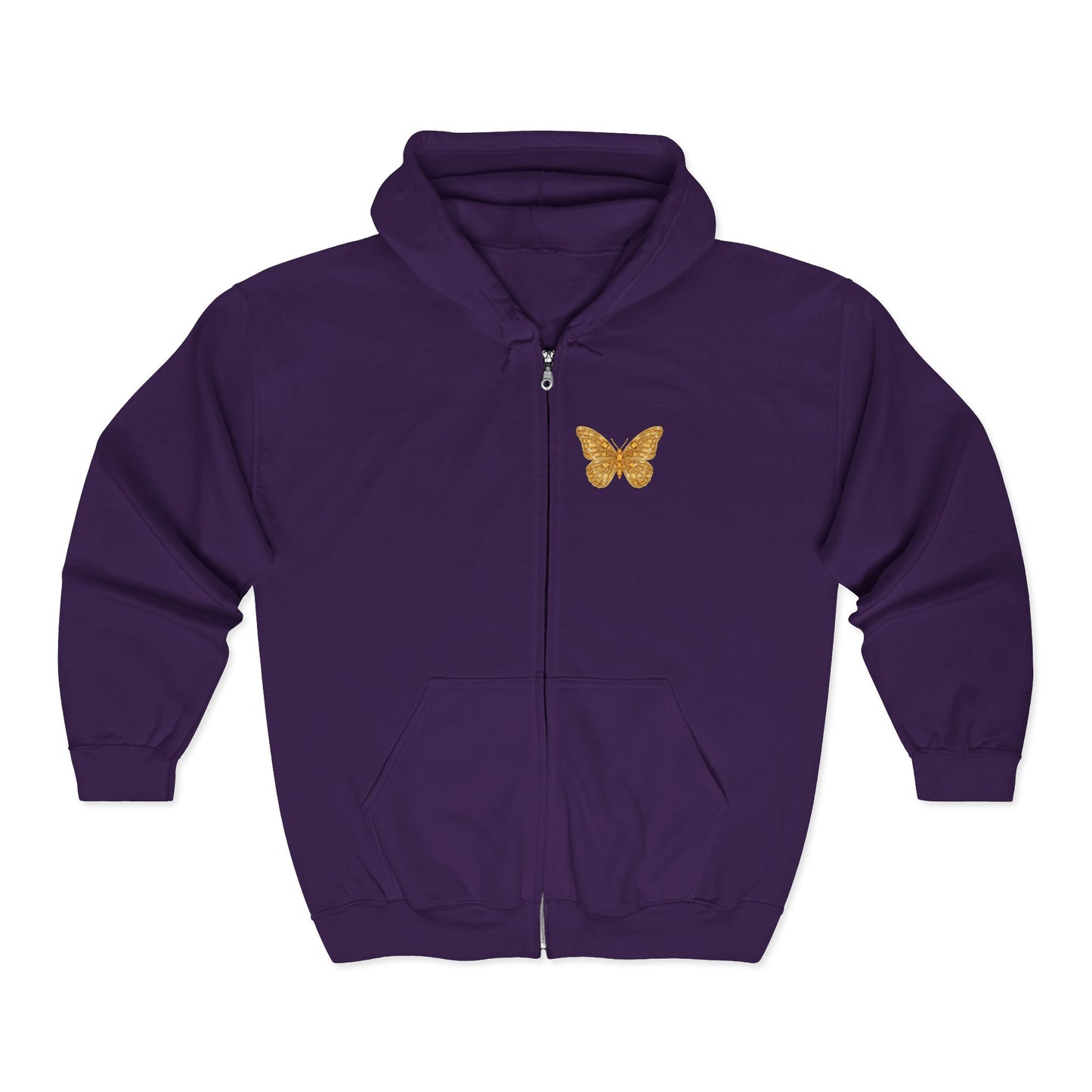 November Birthstone Citrine Zip Sweatshirt Butterfly - Serenity, Truth, Strength