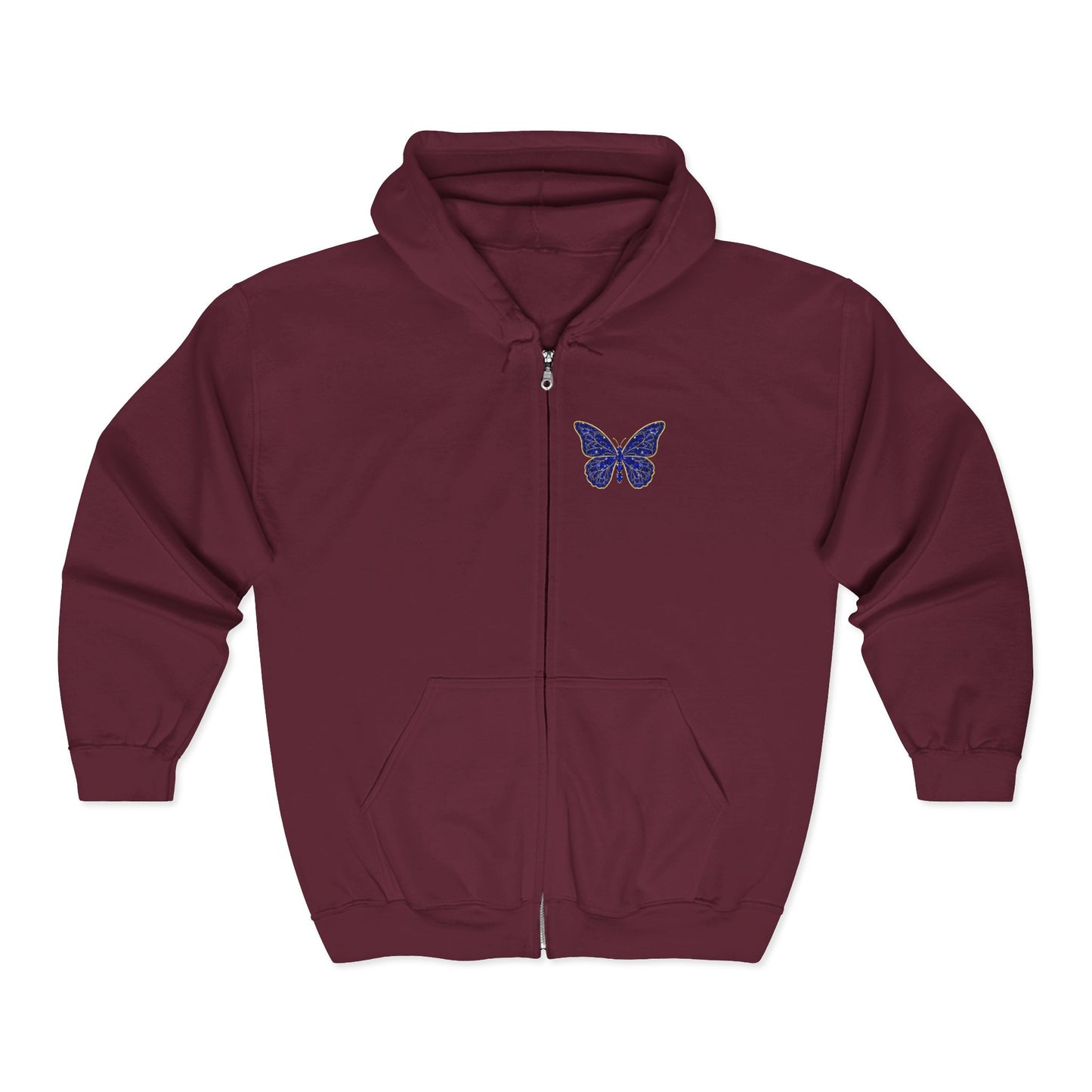 September Sapphire Zip Sweatshirt Butterfly - Wisdom, Focus, Truth
