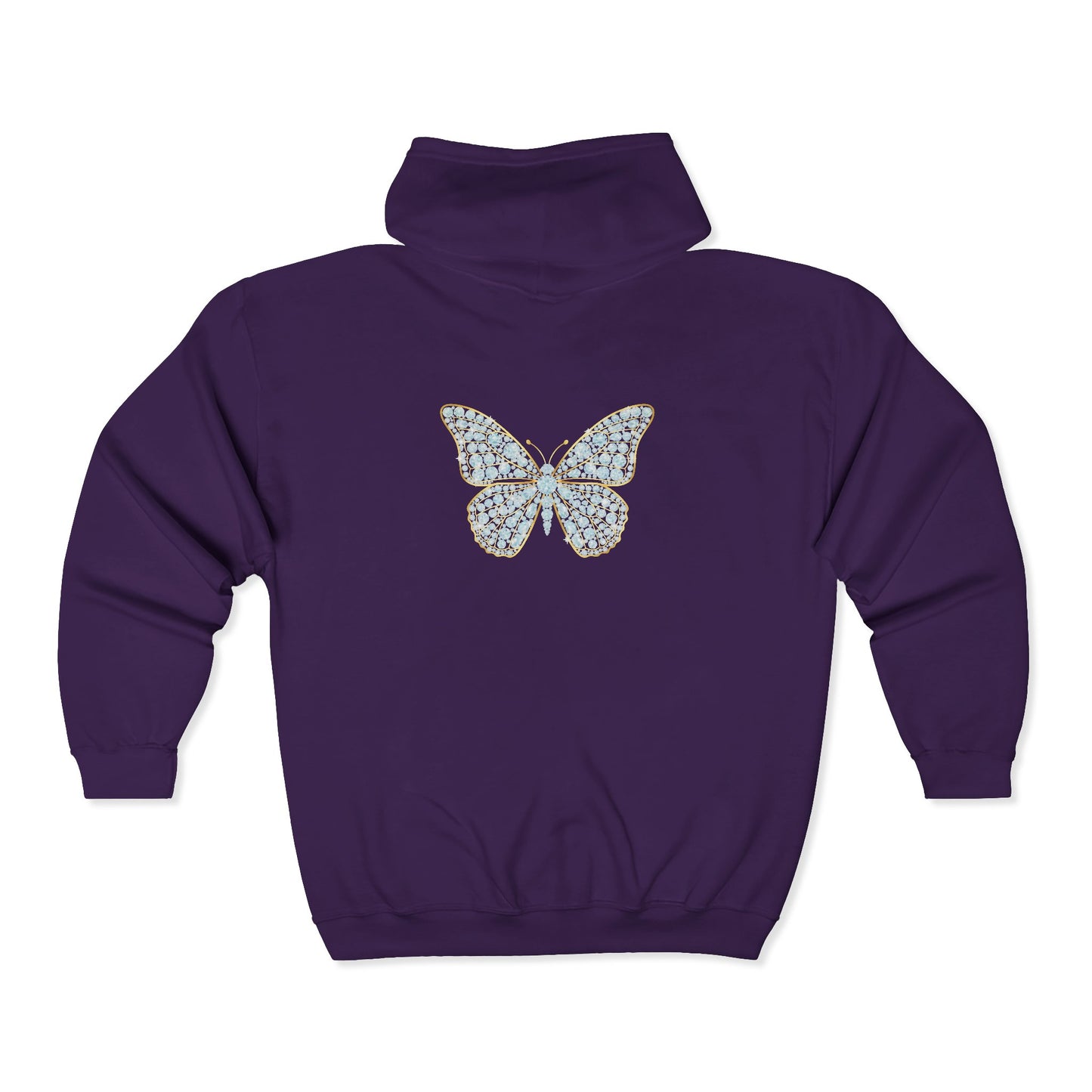 April Birthstone Diamond Zip Sweatshirt Butterfly - Love, Strength, Unity