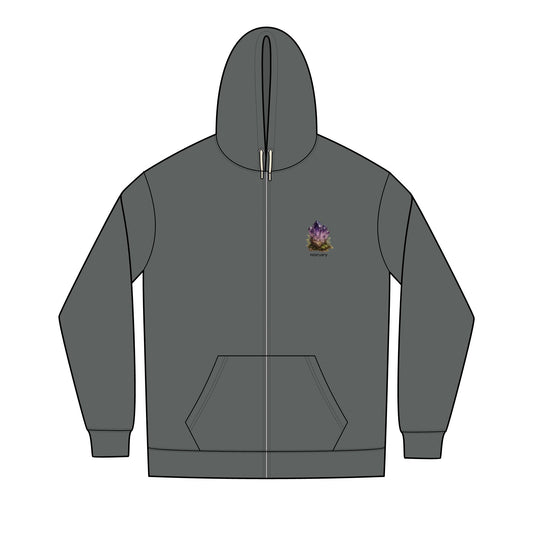 February Amethyst Fleece Zip Hoodie - Peace, Courage, Stability