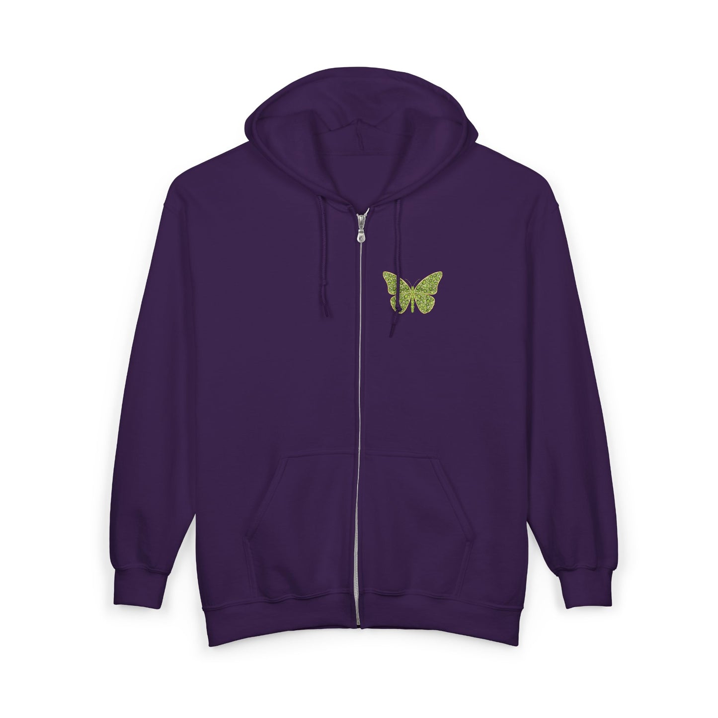 August Birthstone Peridot Zip Sweatshirt Butterfly - Growth, Renewal, Positivity