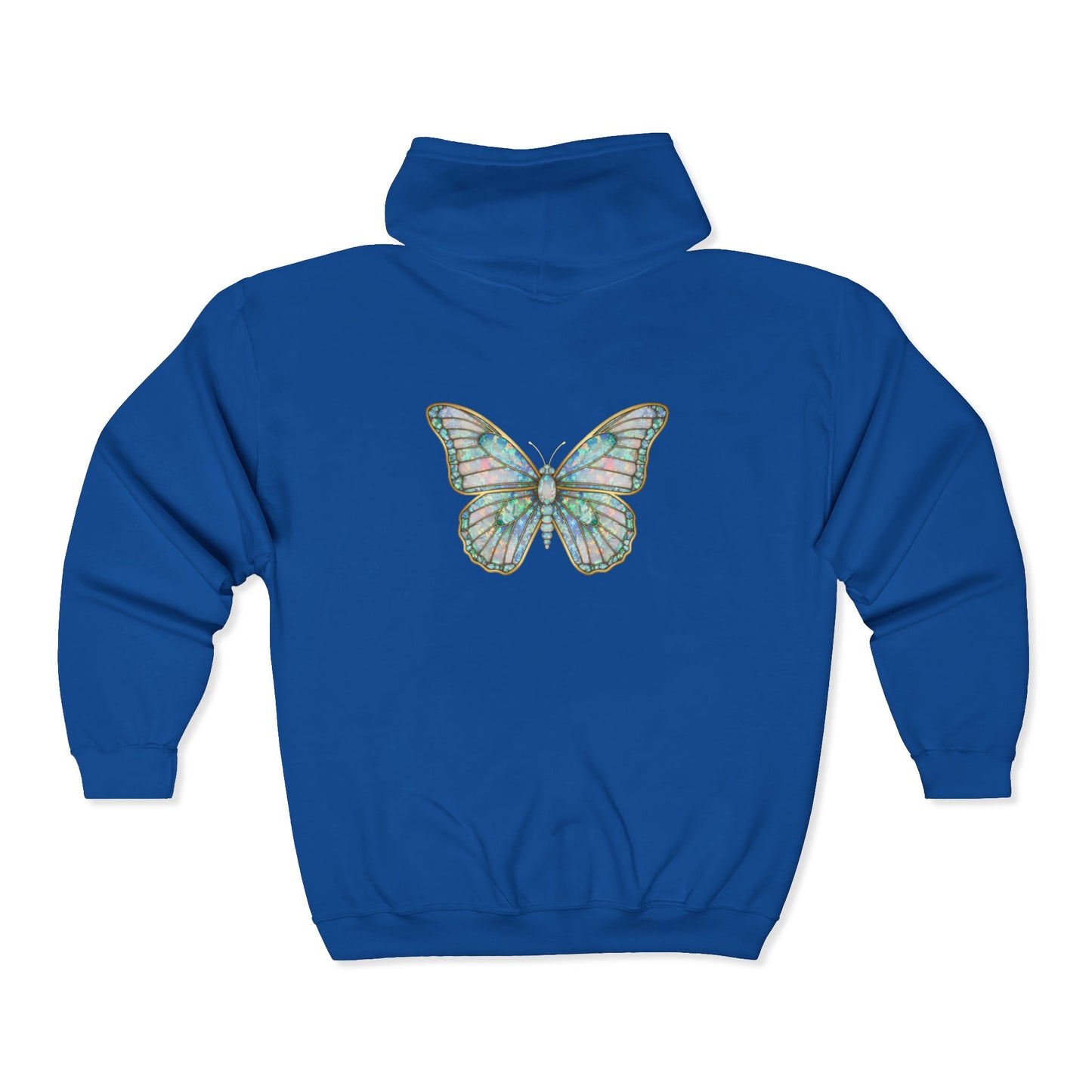 October Birthstone Opal Zip Sweatshirt Butterfly - Creativity, Hope, Inspiration