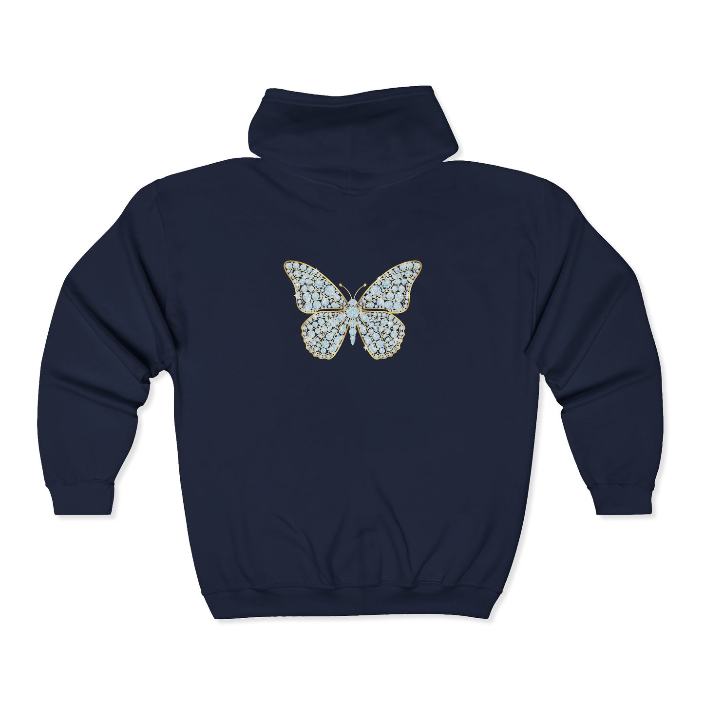 April Birthstone Diamond Zip Sweatshirt Butterfly - Love, Strength, Unity