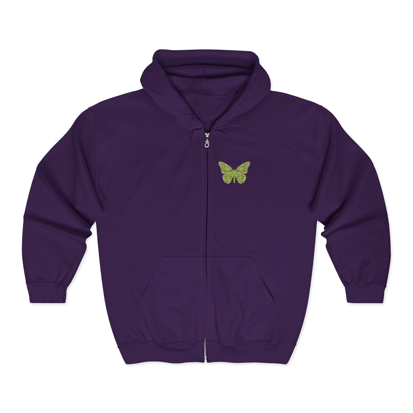 August Birthstone Peridot Zip Sweatshirt Butterfly - Growth, Renewal, Positivity